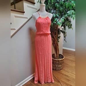 Lily Rose Coral Maxi Dress